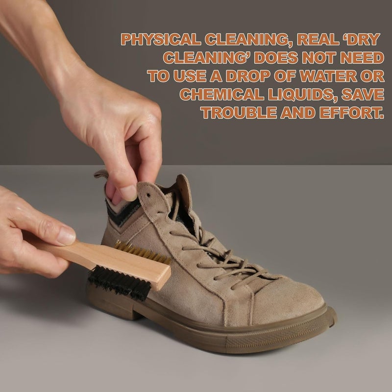YEHFHSU 2-Piece Suede Brush and Suede Eraser, Suede Cleaner Kit, Suede Brush for Shoes Effectively Solves Stubborn Stains on Soft Bristle Shoes - Image 3